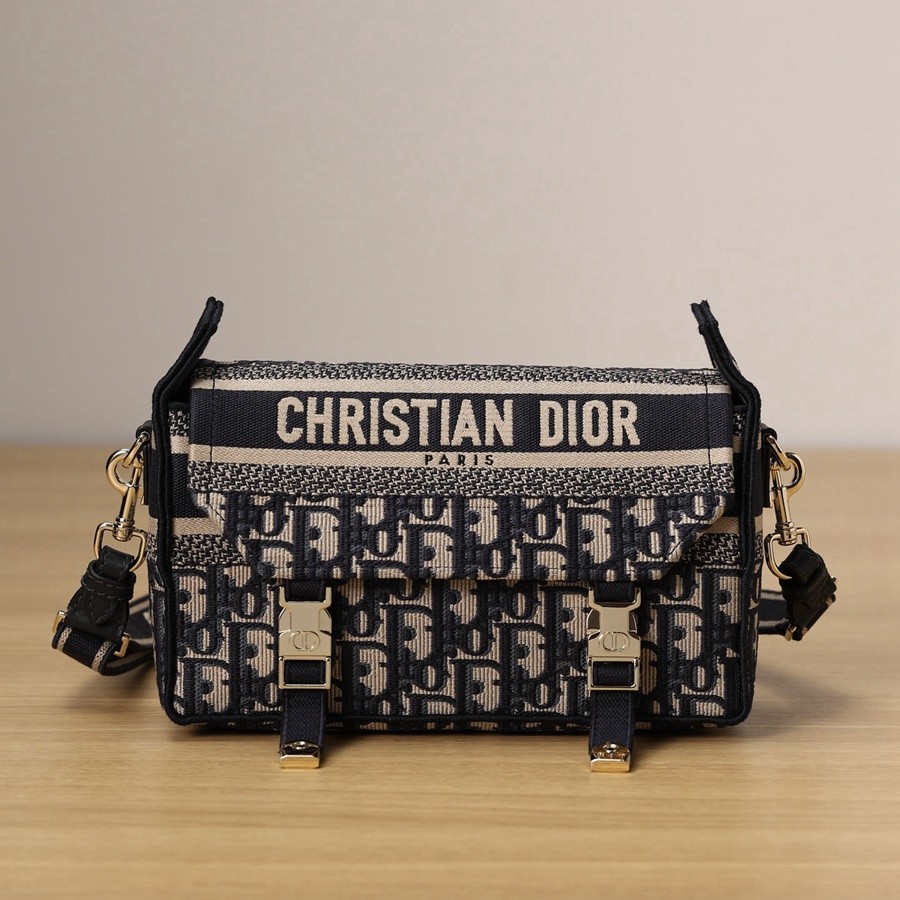 DIORCAMP 小號 手袋 藍色刺繡 Oblique 印花_2