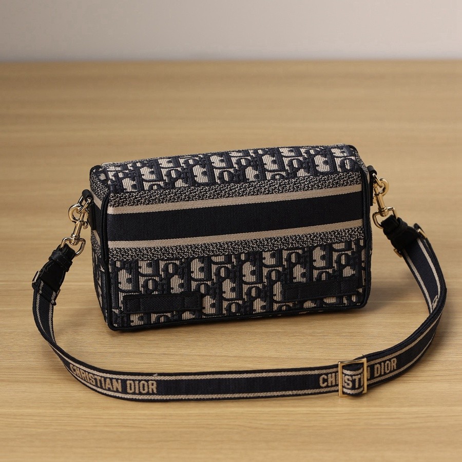 DIORCAMP 小號 手袋 藍色刺繡 Oblique 印花_4