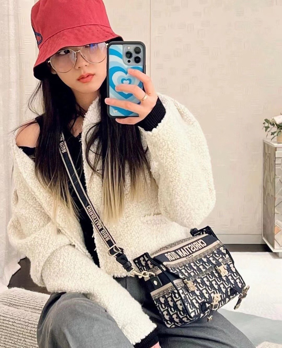 DIORCAMP 小號 手袋 藍色刺繡 Oblique 印花_9