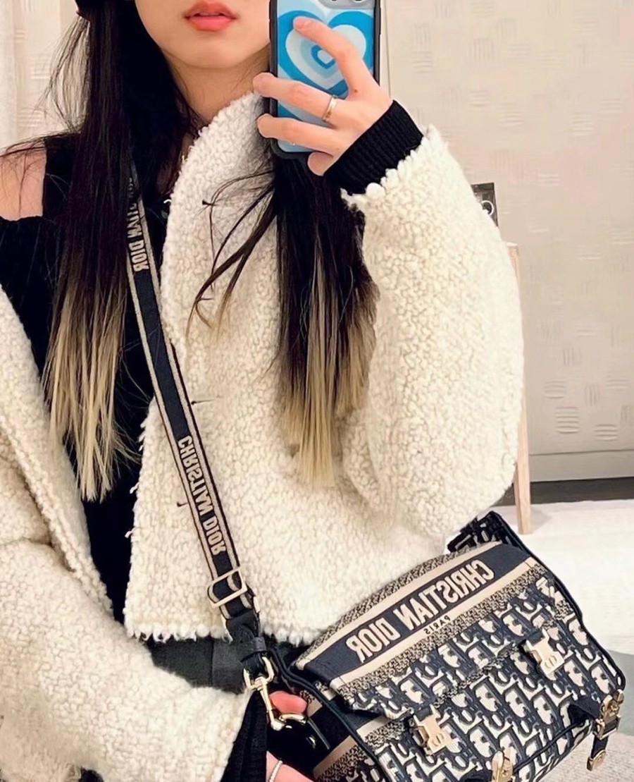 DIORCAMP 小號 手袋 藍色刺繡 Oblique 印花_10