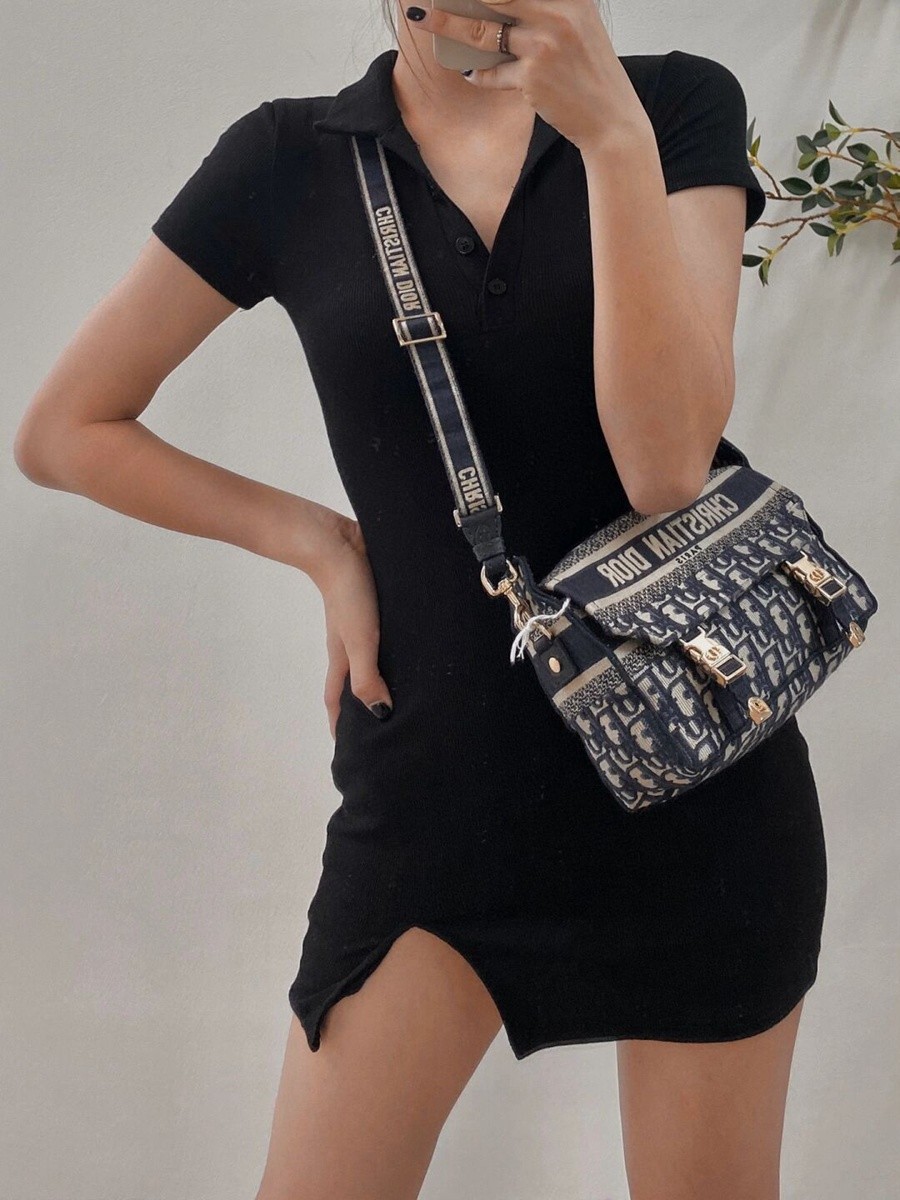 DIORCAMP 小號 手袋 藍色刺繡 Oblique 印花_11