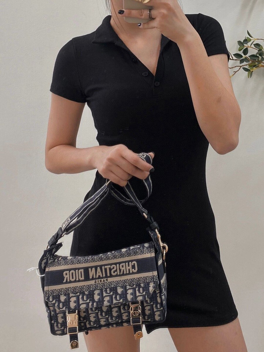 DIORCAMP 小號 手袋 藍色刺繡 Oblique 印花_12