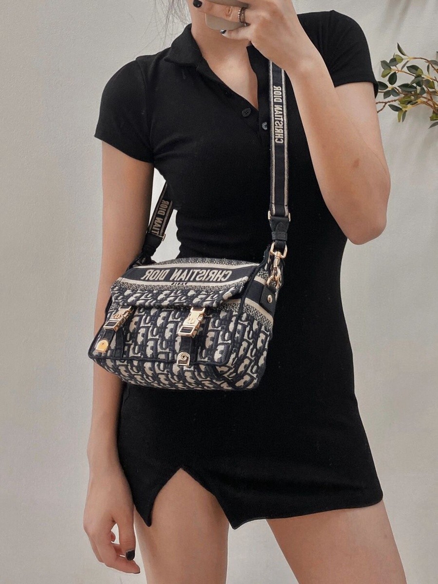 DIORCAMP 小號 手袋 藍色刺繡 Oblique 印花_13