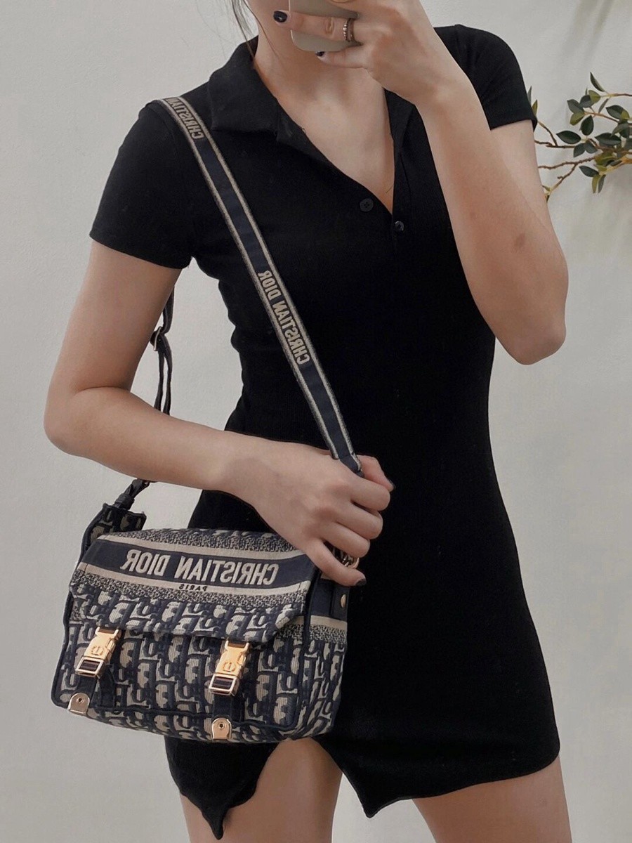 DIORCAMP 小號 手袋 藍色刺繡 Oblique 印花_14