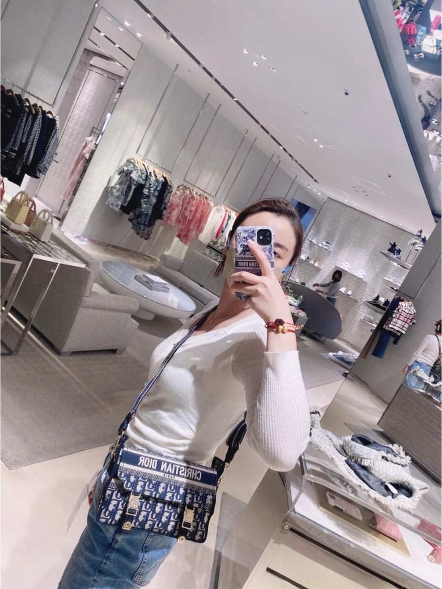 DIORCAMP 小號 手袋 藍色刺繡 Oblique 印花_15