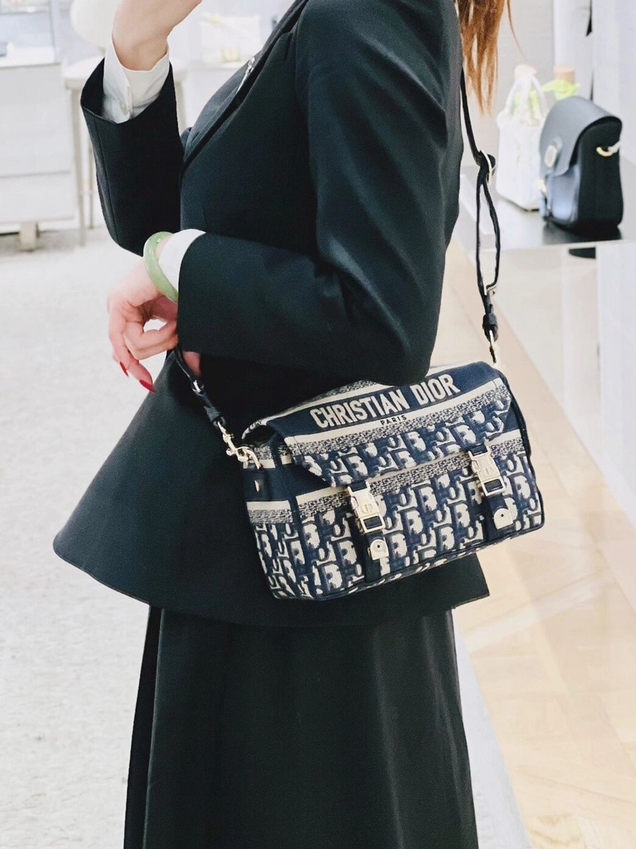 DIORCAMP 小號 手袋 藍色刺繡 Oblique 印花_17