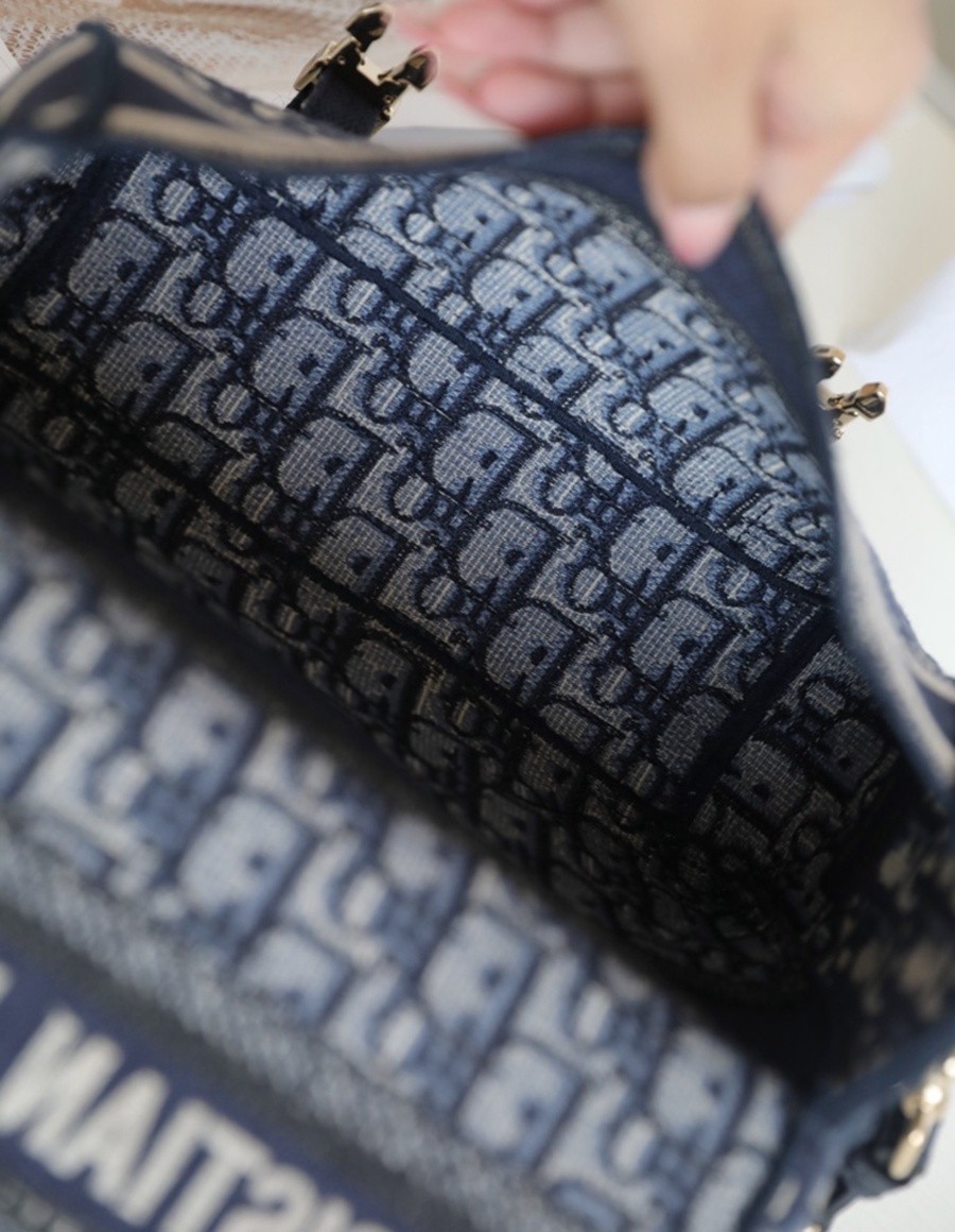 DIORCAMP 小號 手袋 藍色刺繡 Oblique 印花_19