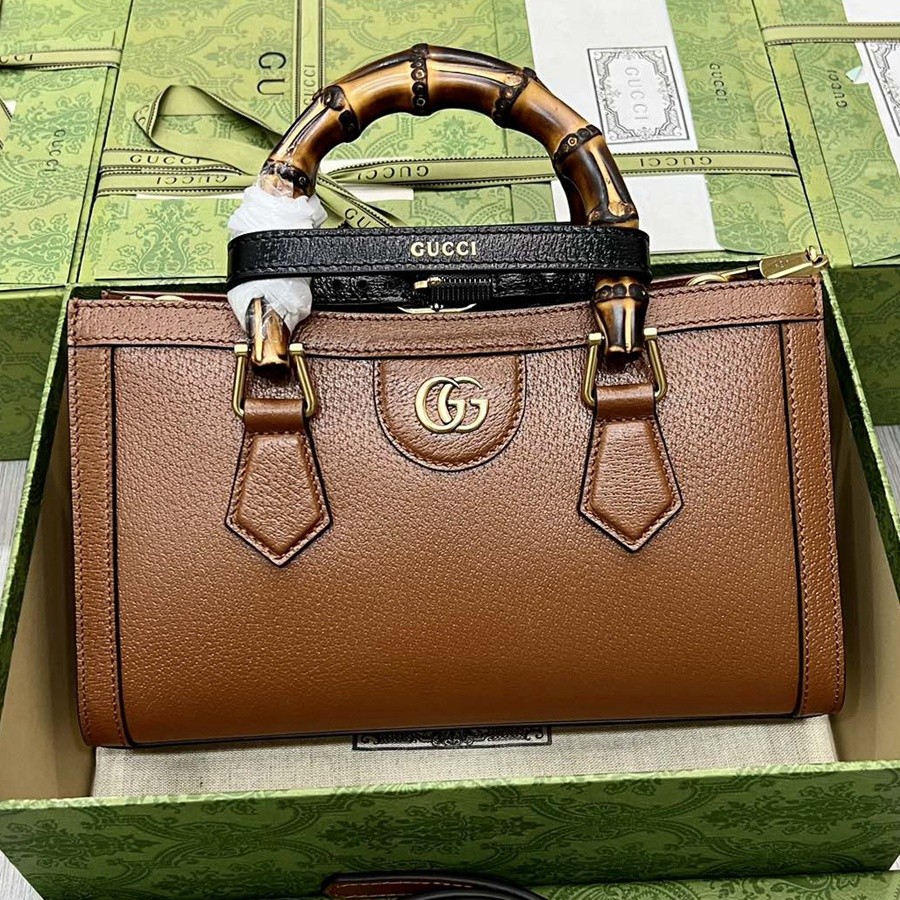 Diana竹節小號肩背包 棕色_1