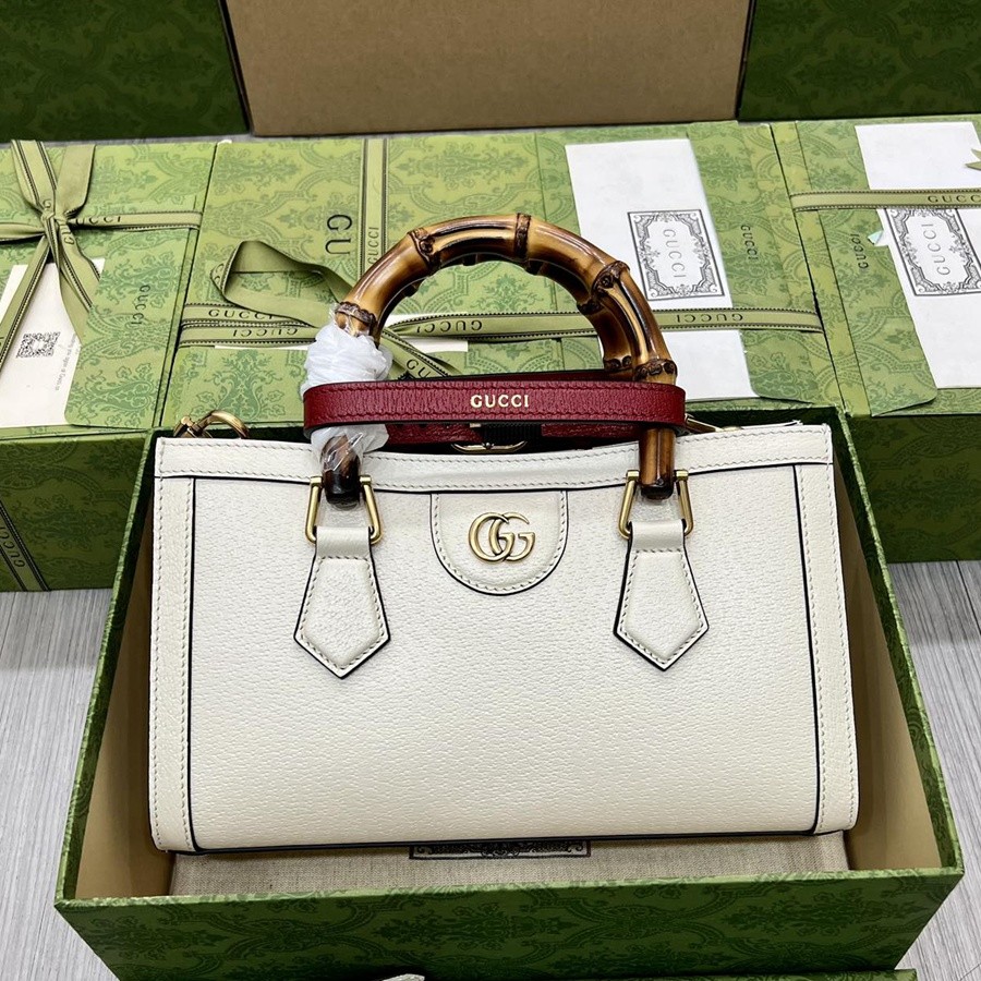 Diana竹節小號肩背包 白色_1