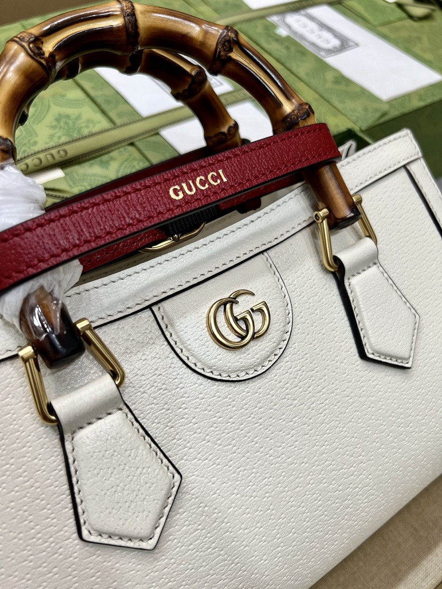 Diana竹節小號肩背包 白色_2