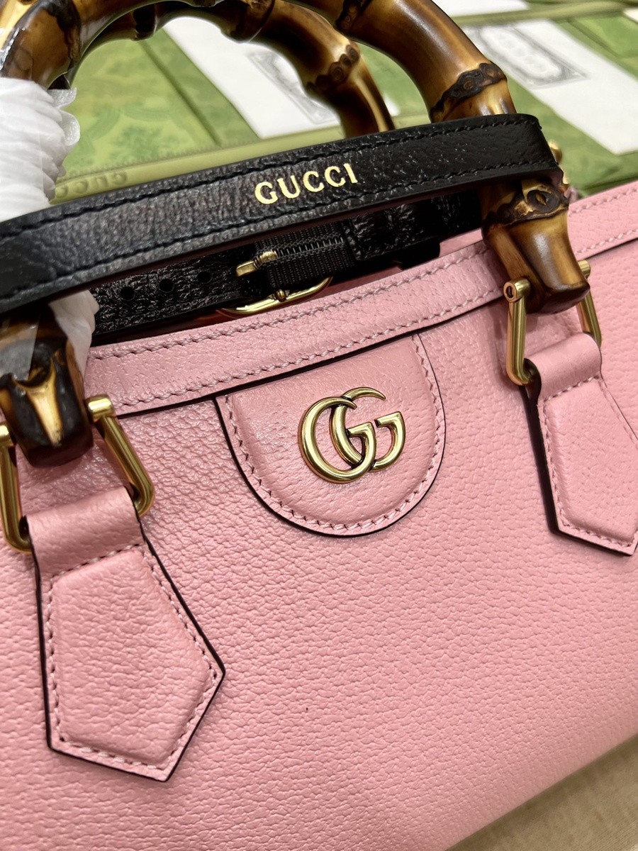 Diana竹節小號肩背包 粉色_3