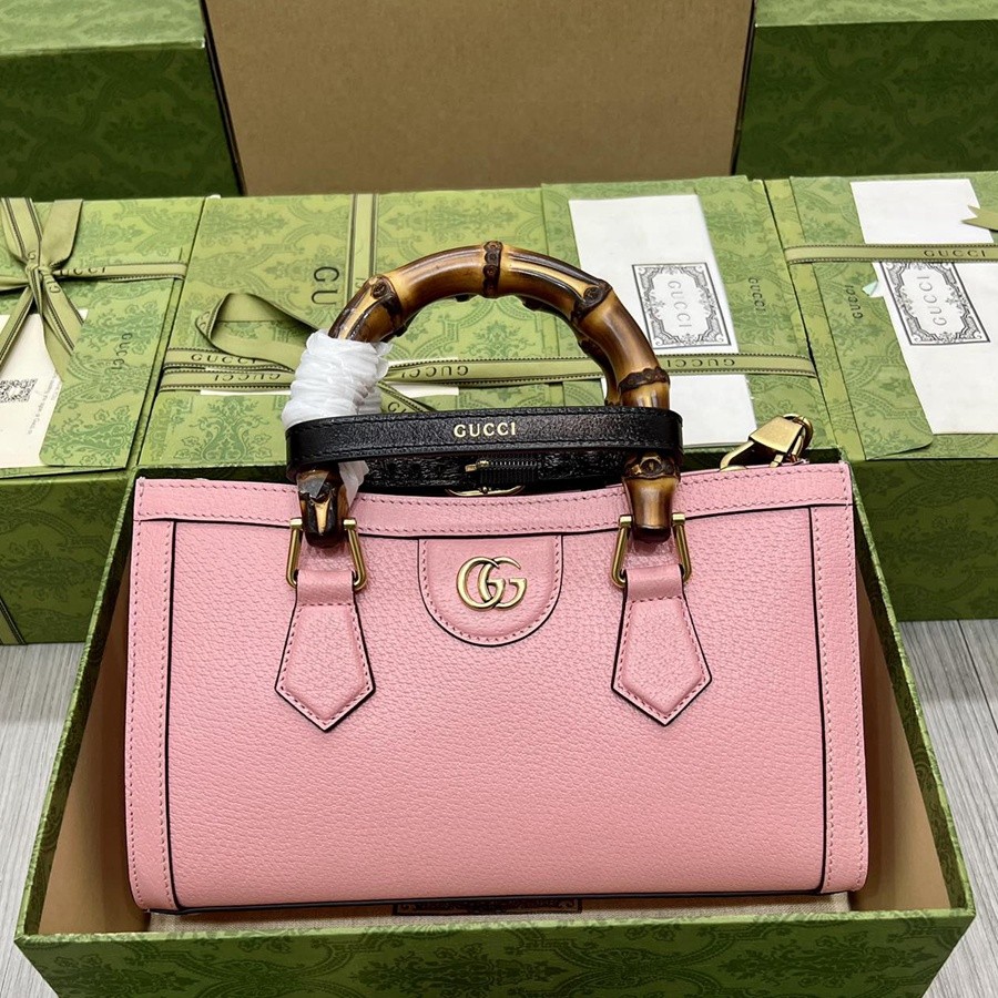 Diana竹節小號肩背包 粉色_1