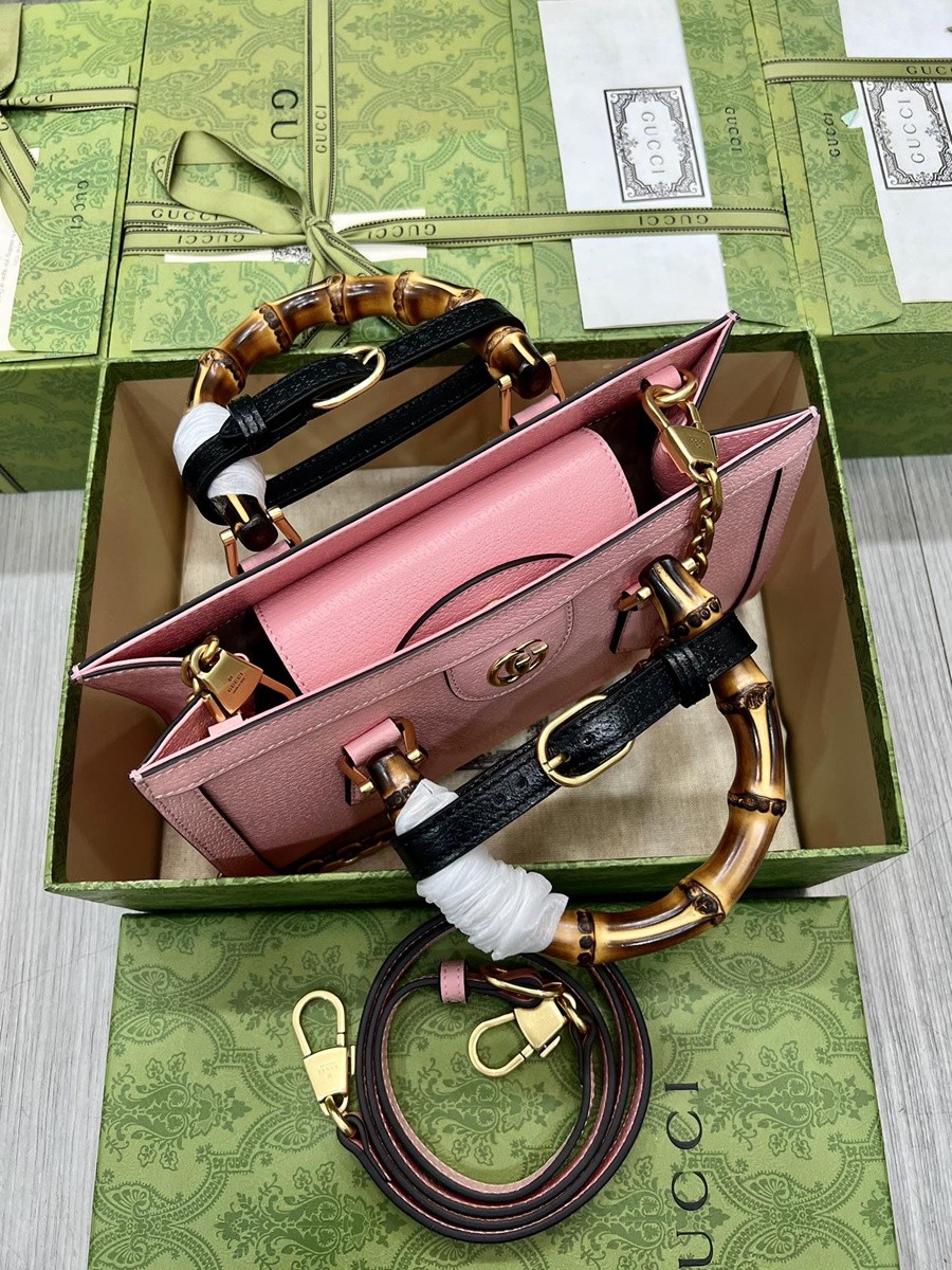 Diana竹節小號肩背包 粉色_7