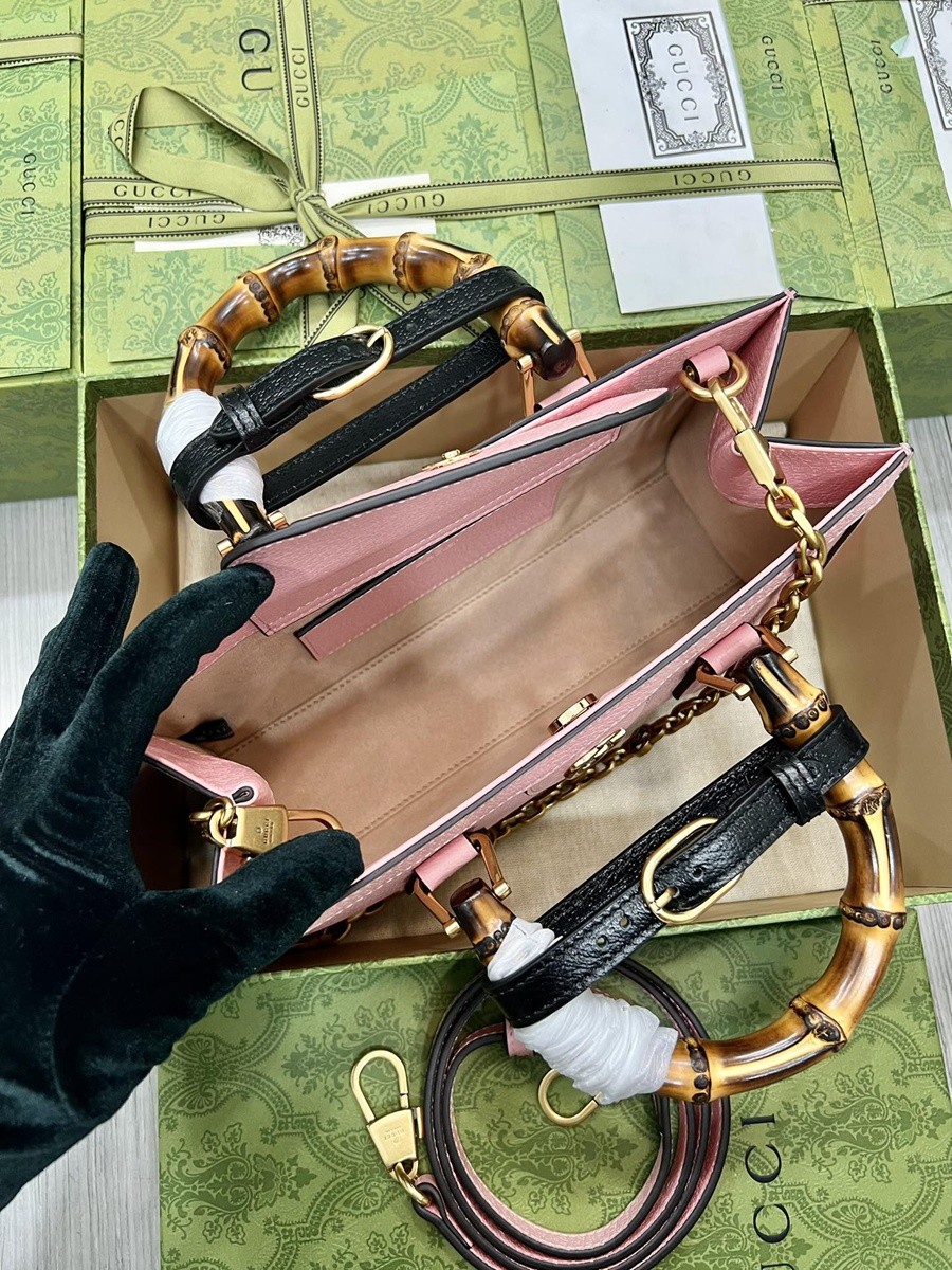 Diana竹節小號肩背包 粉色_8