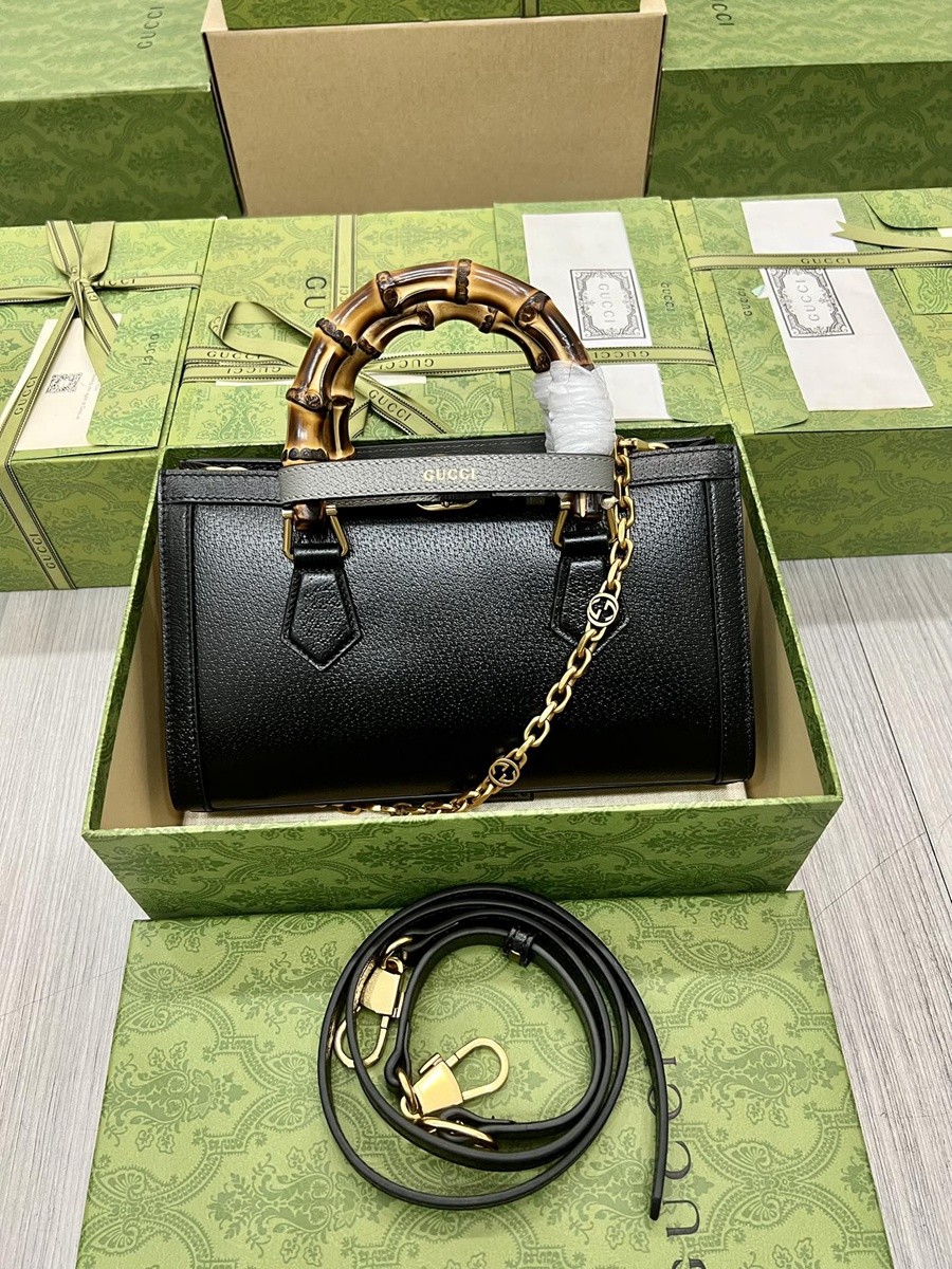 Diana竹節小號肩背包 黑色_3