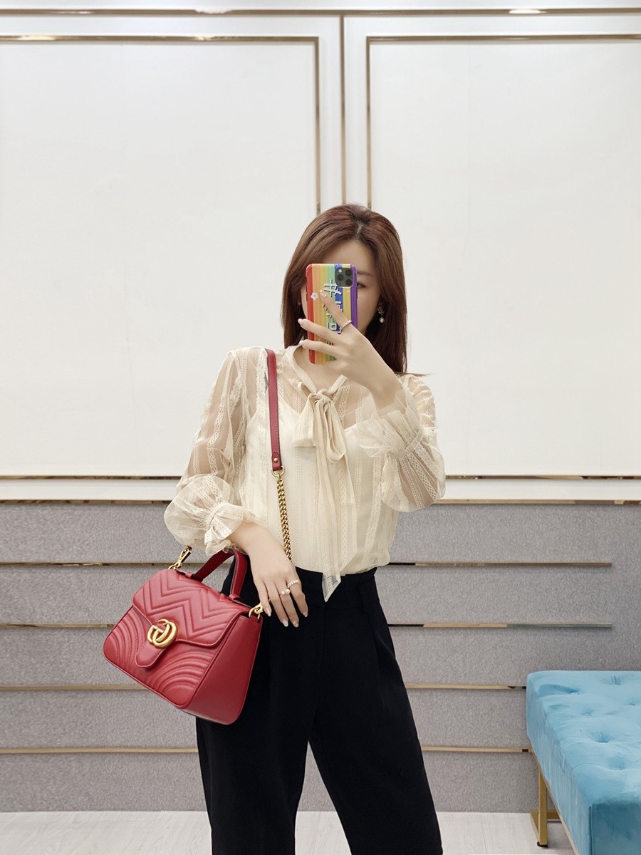 GG Marmont系列小號手提包紅色_17