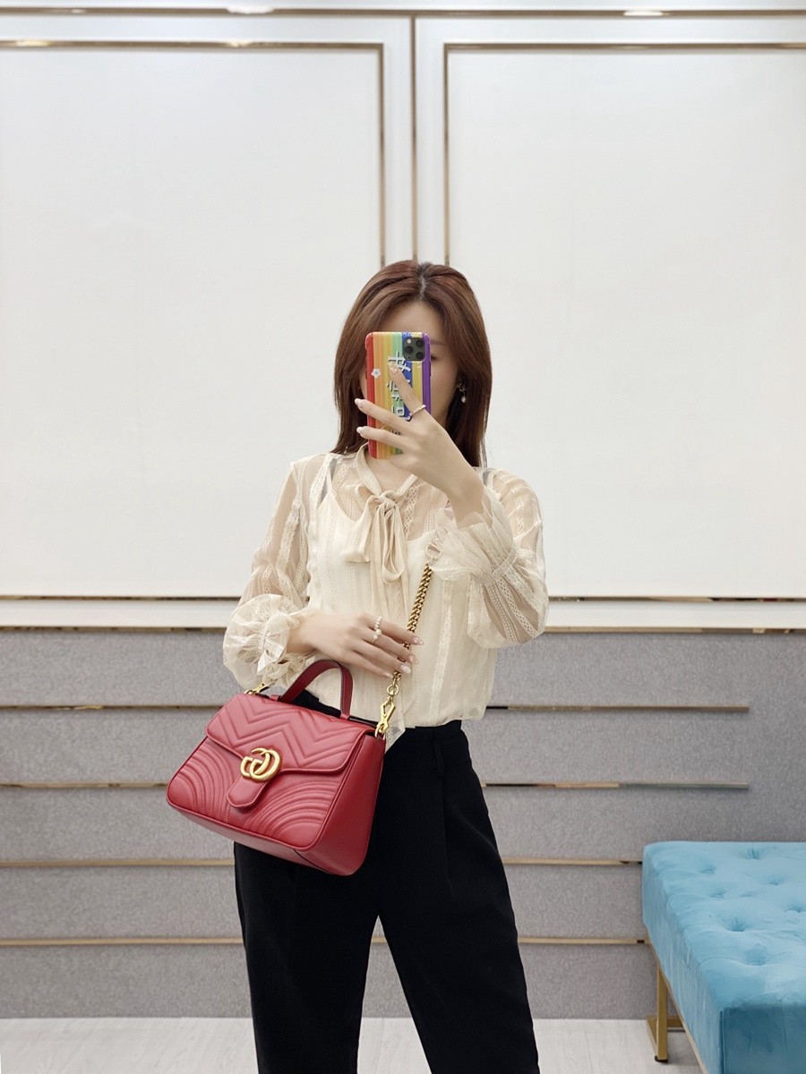 GG Marmont系列小號手提包紅色_18