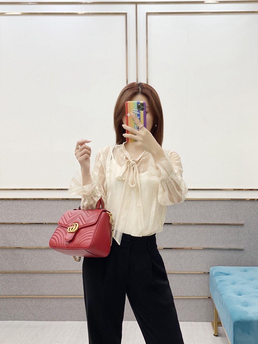 GG Marmont系列小號手提包紅色_19