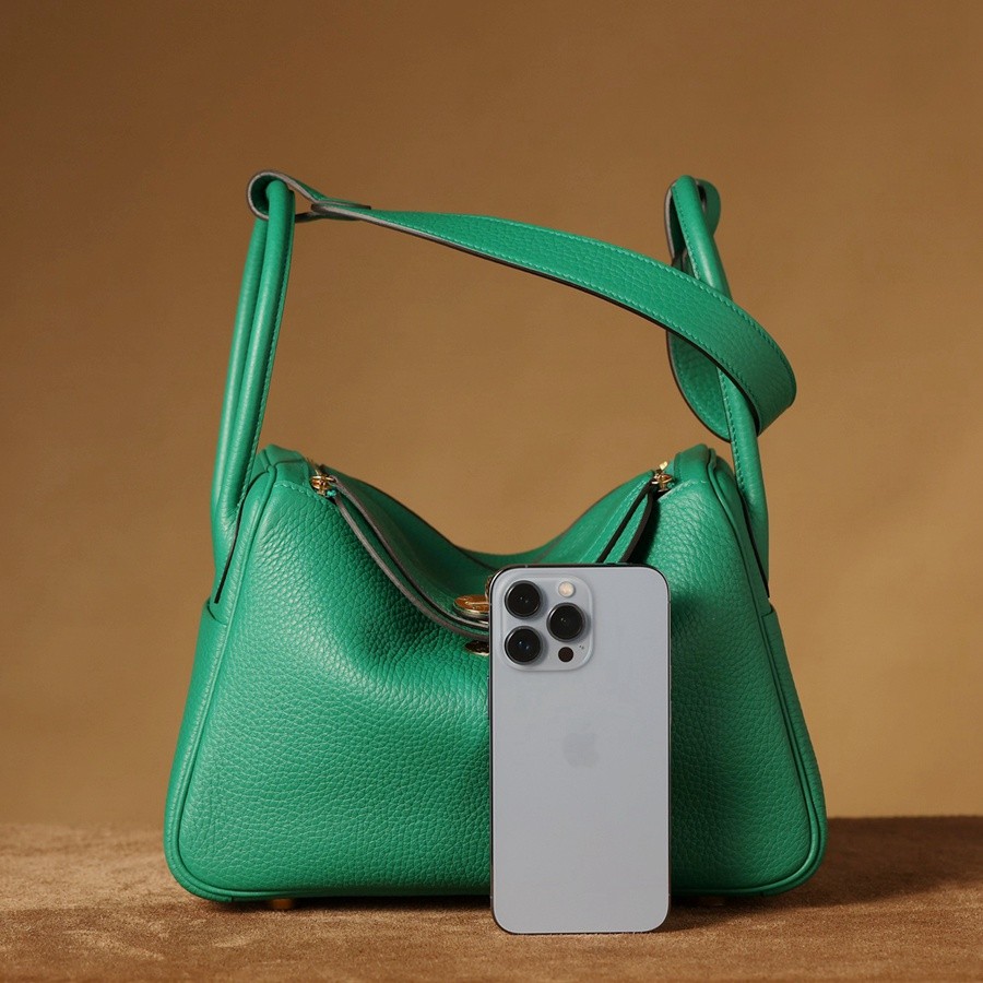 H Lindy 26CM 絲絨綠金扣_2