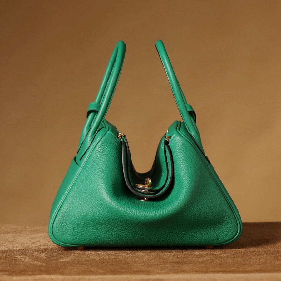 H Lindy 26CM 絲絨綠金扣_3