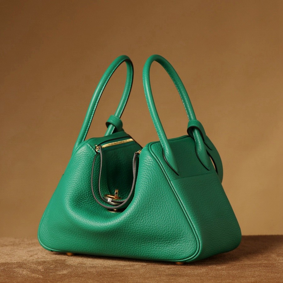 H Lindy 26CM 絲絨綠金扣_4