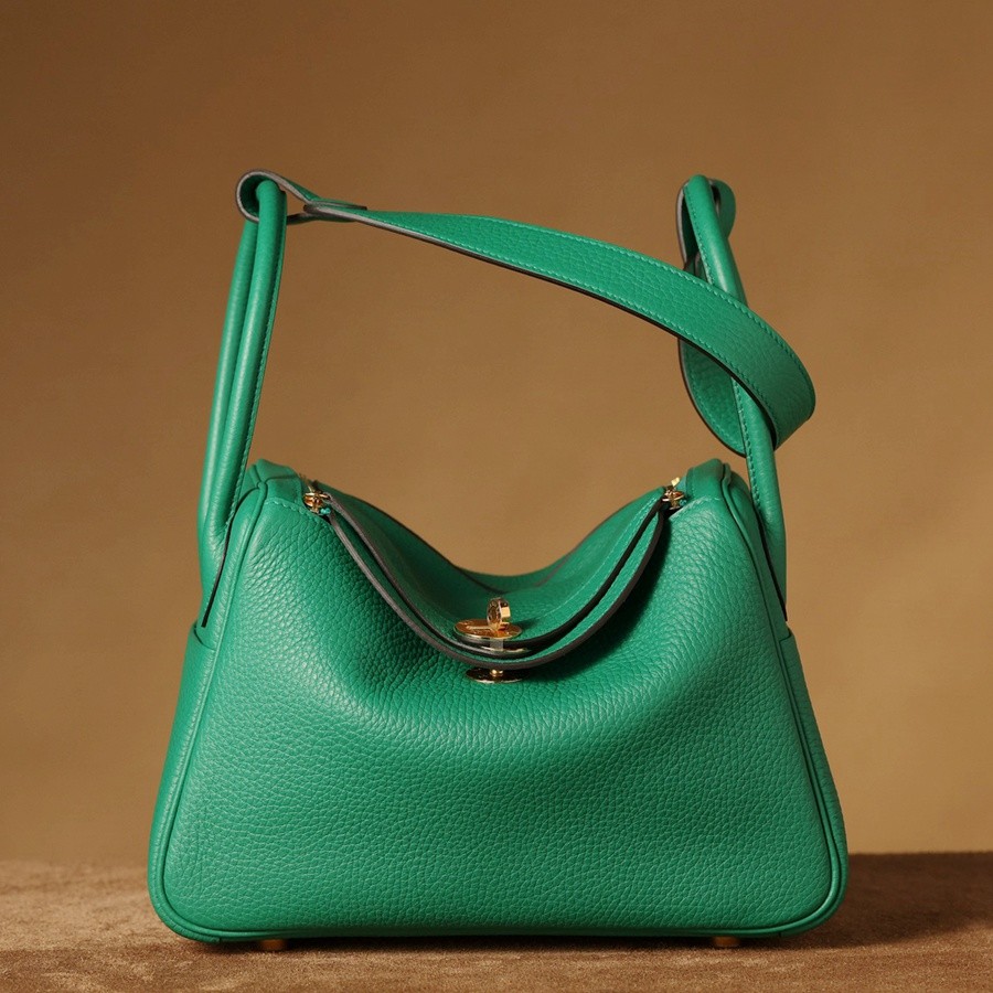 H Lindy 26CM 絲絨綠金扣_1