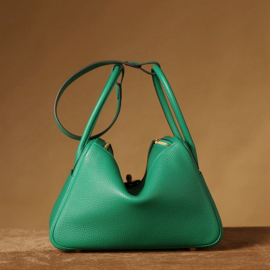 H Lindy 26CM 絲絨綠金扣_7