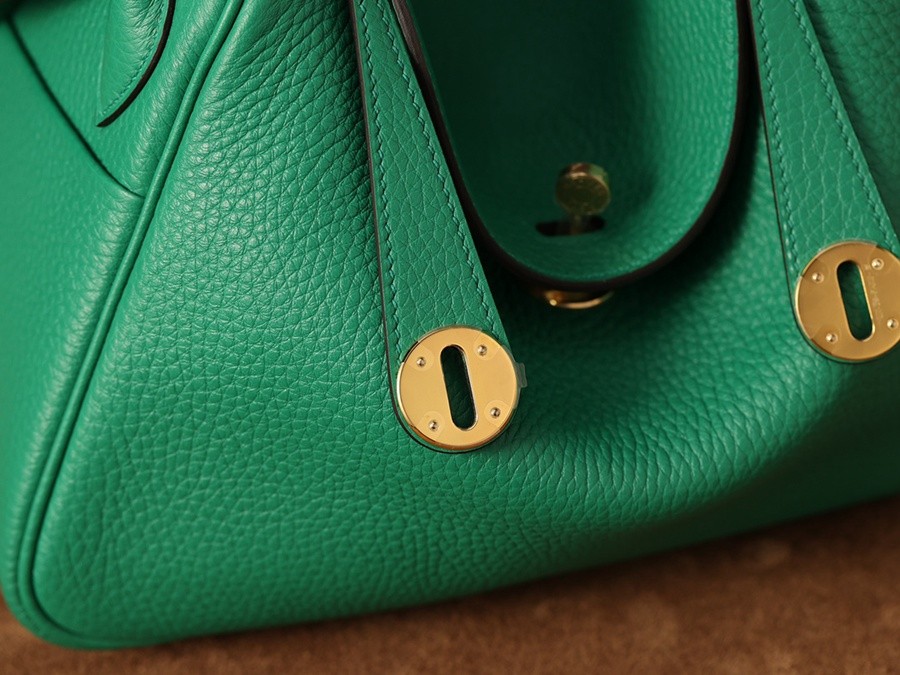H Lindy 26CM 絲絨綠金扣_10