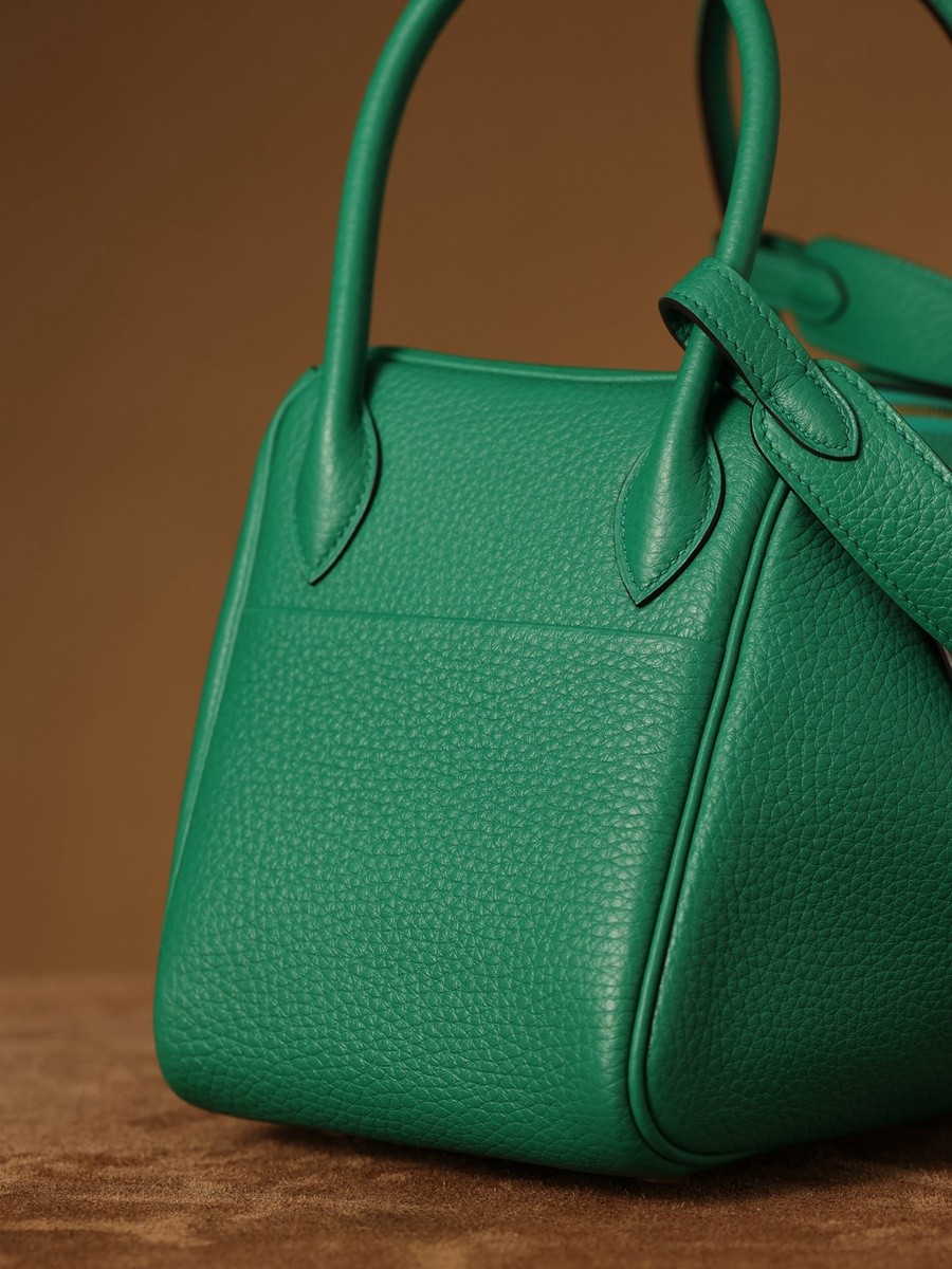 H Lindy 26CM 絲絨綠金扣_13