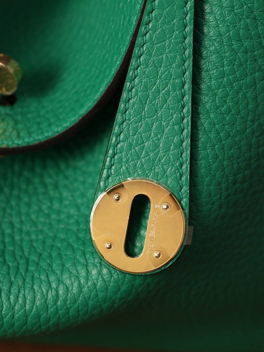 H Lindy 26CM 絲絨綠金扣_11
