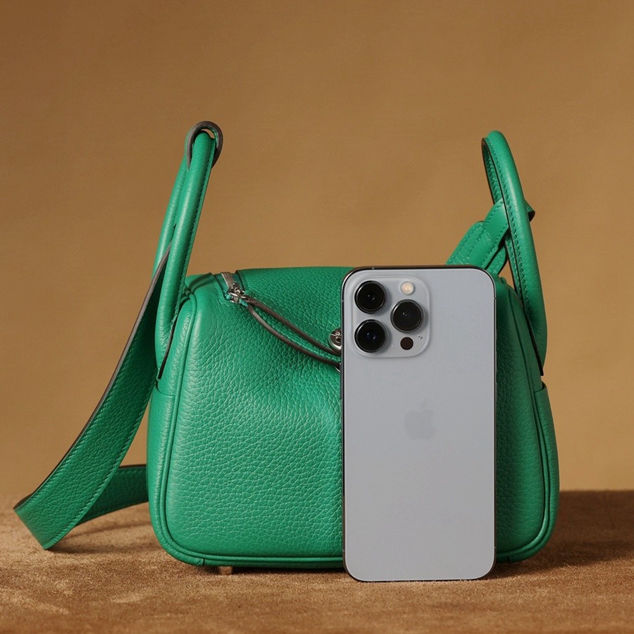 H Lindy Mini 19CM 絲絨綠銀扣_2