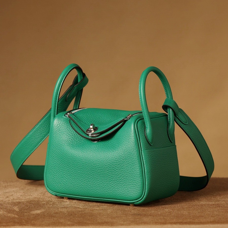 H Lindy Mini 19CM 絲絨綠銀扣_4