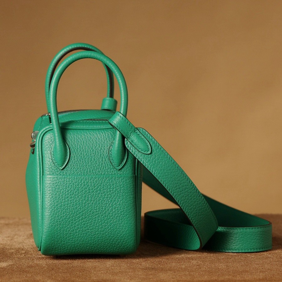 H Lindy Mini 19CM 絲絨綠銀扣_5