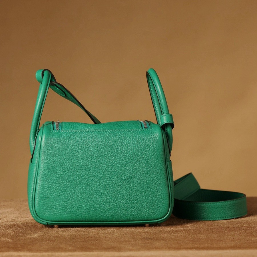 H Lindy Mini 19CM 絲絨綠銀扣_6