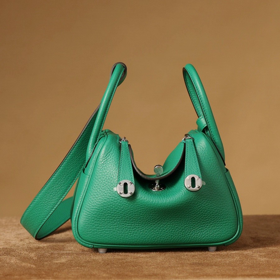 H Lindy Mini 19CM 絲絨綠銀扣_8