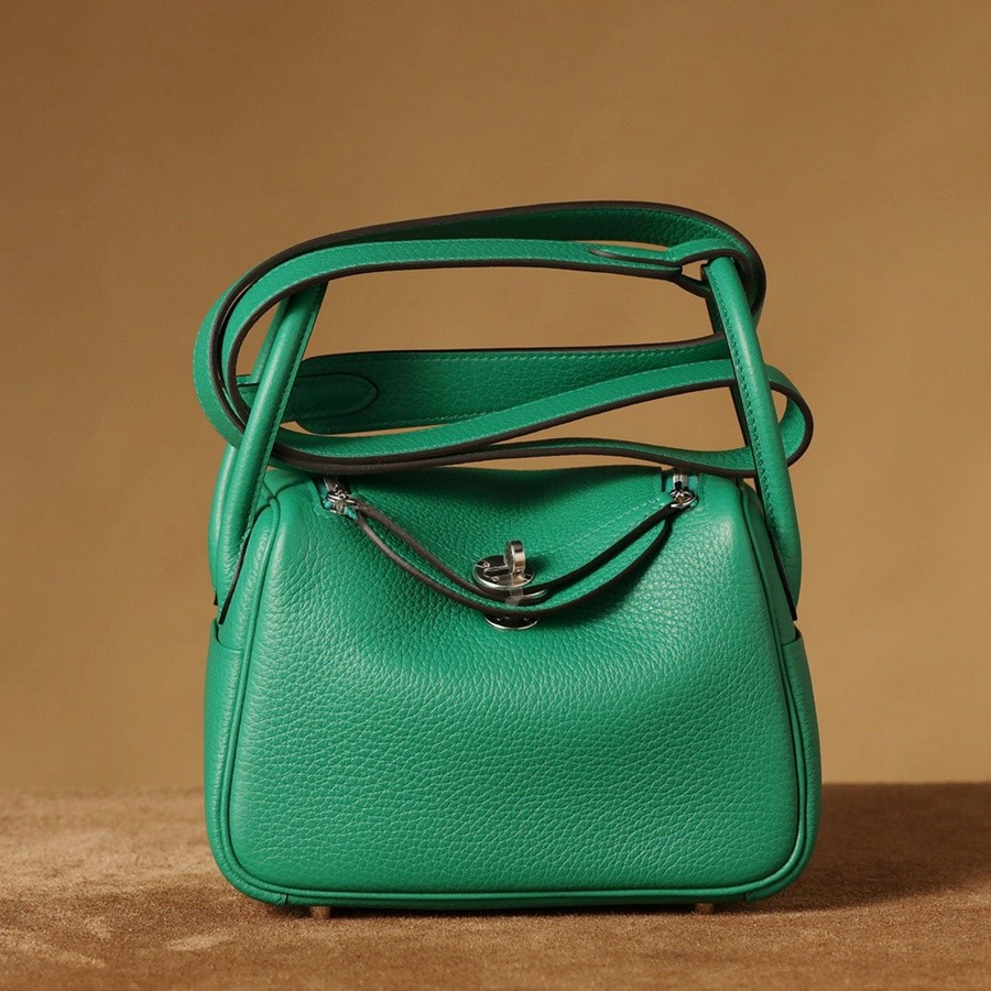 H Lindy Mini 19CM 絲絨綠銀扣_7