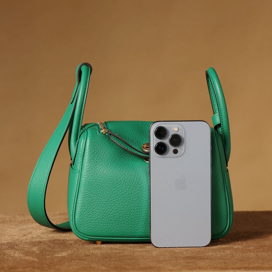 H Lindy Mini 19CM 絲絨綠金扣_2