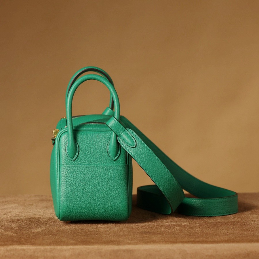 H Lindy Mini 19CM 絲絨綠金扣_5