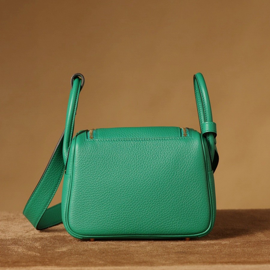 H Lindy Mini 19CM 絲絨綠金扣_8