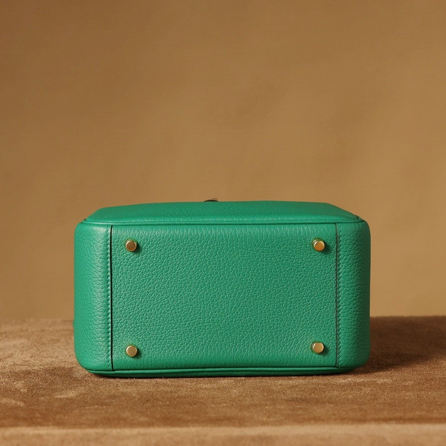 H Lindy Mini 19CM 絲絨綠金扣_9