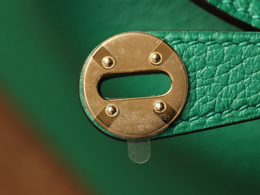 H Lindy Mini 19CM 絲絨綠金扣_15