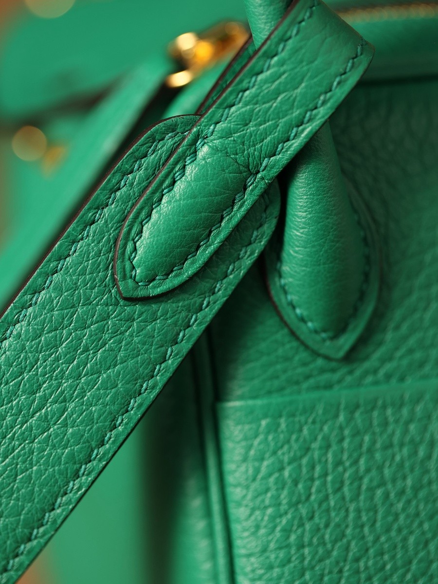 H Lindy Mini 19CM 絲絨綠金扣_19