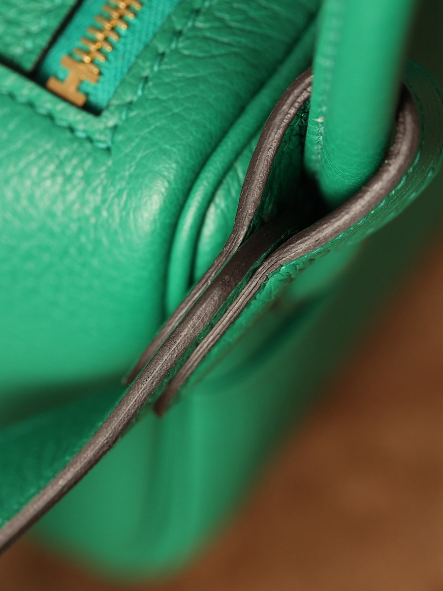 H Lindy Mini 19CM 絲絨綠金扣_18