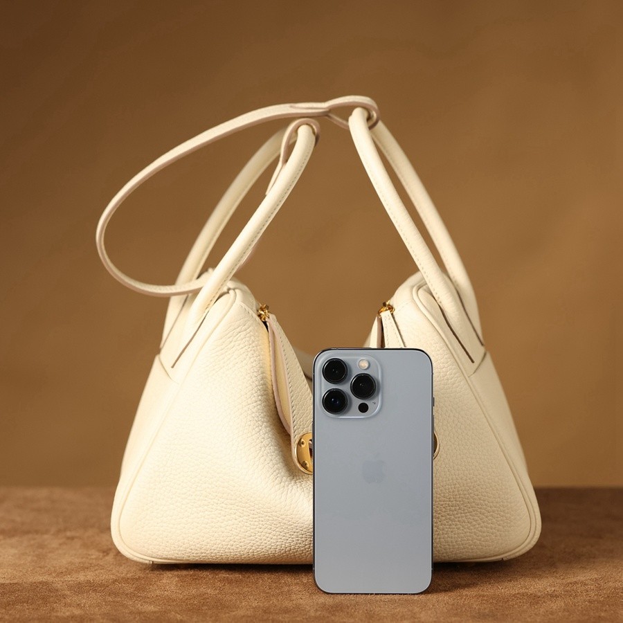 H Lindy 26CM 奶油白金扣_2