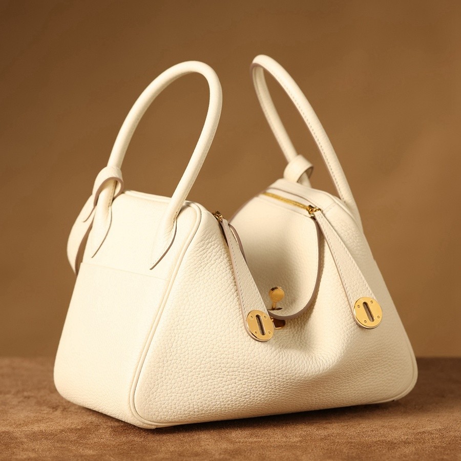 H Lindy 26CM 奶油白金扣_3