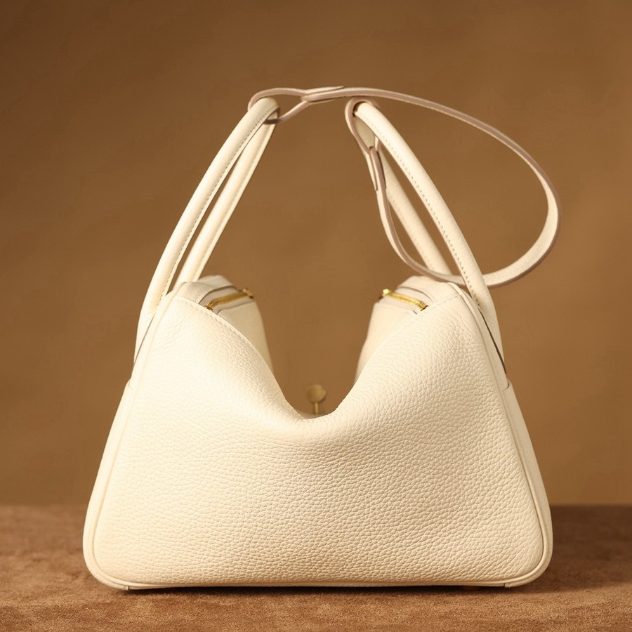 H Lindy 26CM 奶油白金扣_5