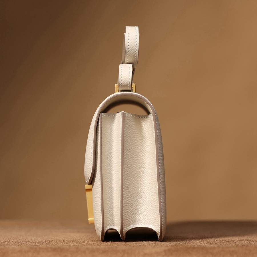 H Constance 19 Epsom牛皮  單肩斜挎包  奶昔白金扣_6