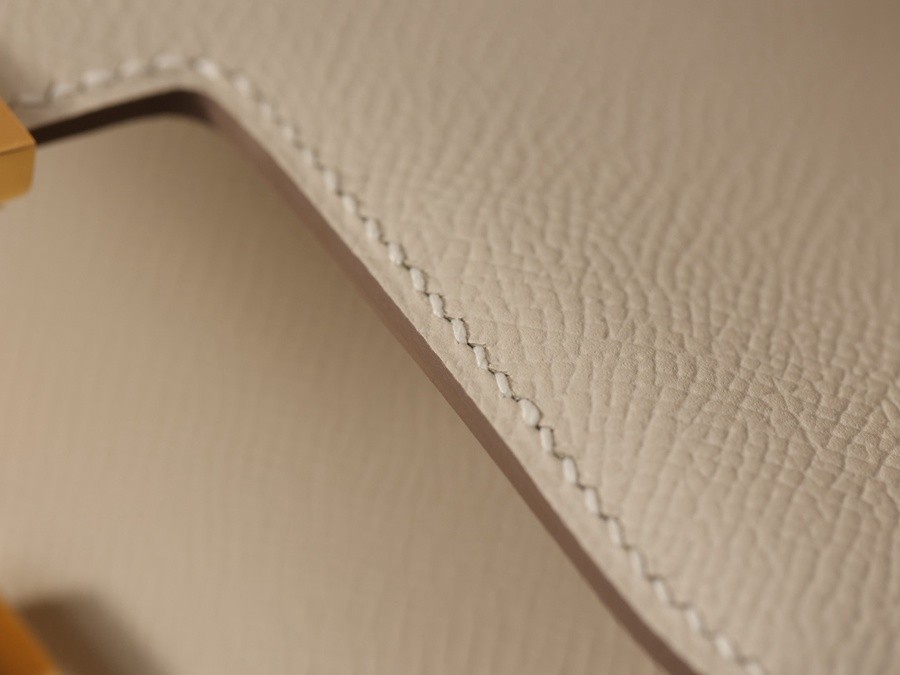 H Constance 19 Epsom牛皮  單肩斜挎包  奶昔白金扣_15