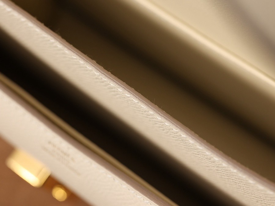 H Constance 19 Epsom牛皮  單肩斜挎包  奶昔白金扣_16