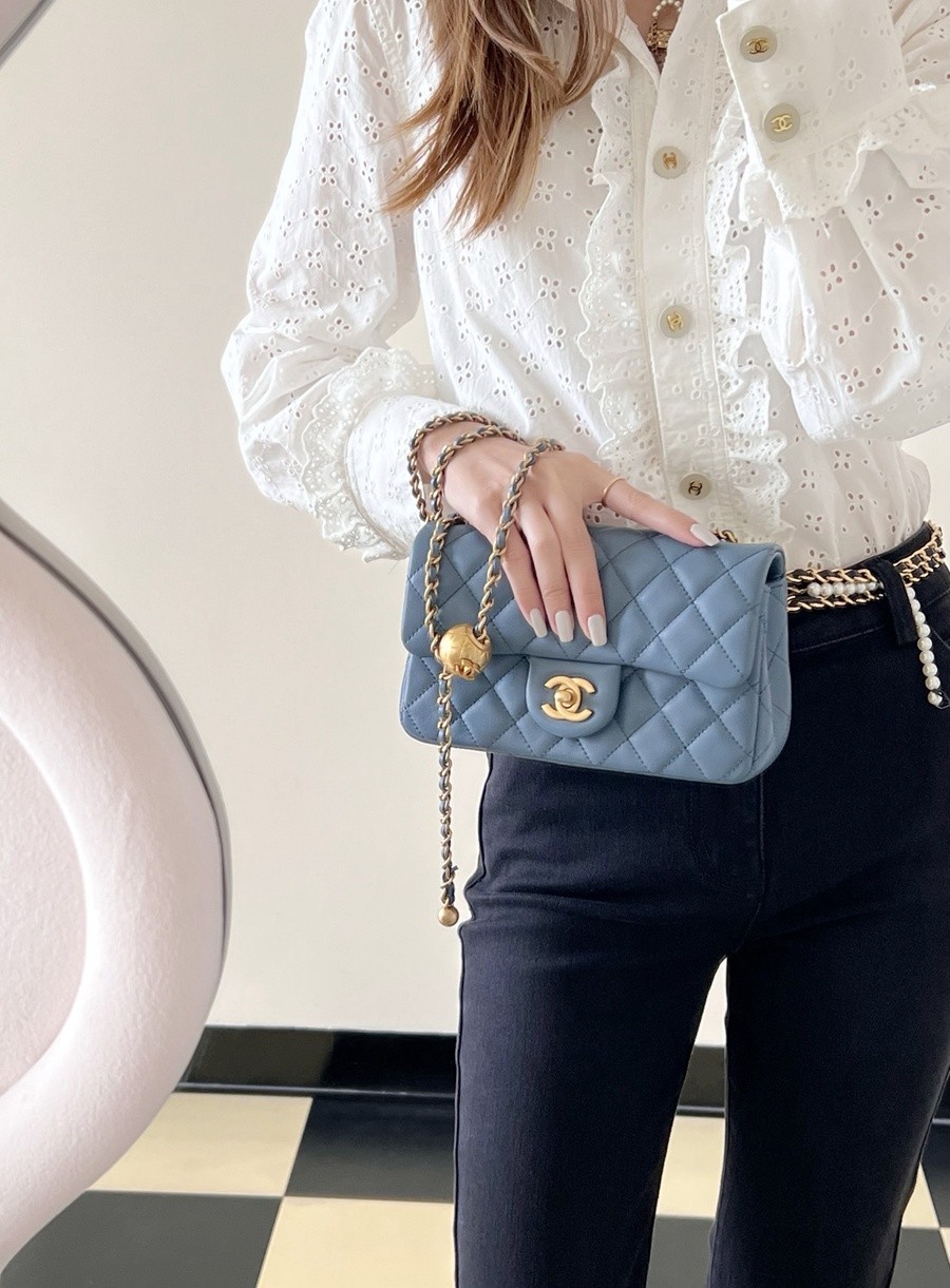 小香 23K 新色金球調節扣 大mini牛仔藍_19